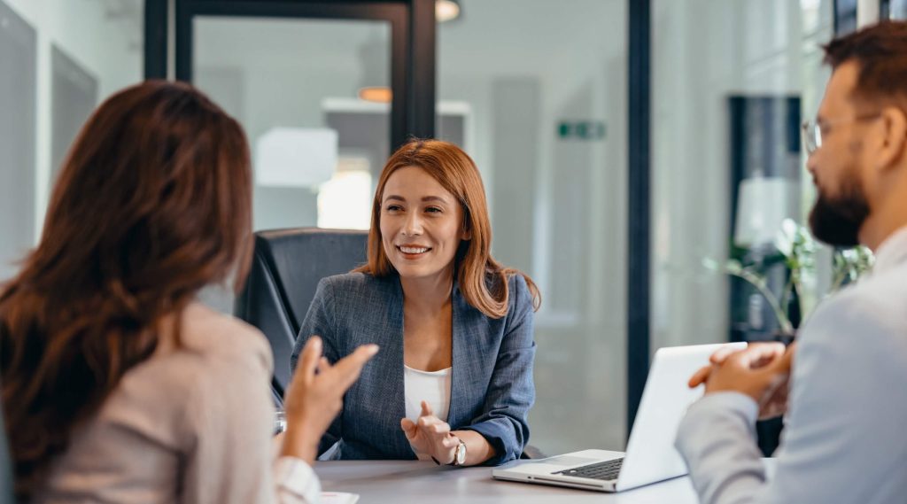 HR executives having a protection conversations with an employee exiting the business