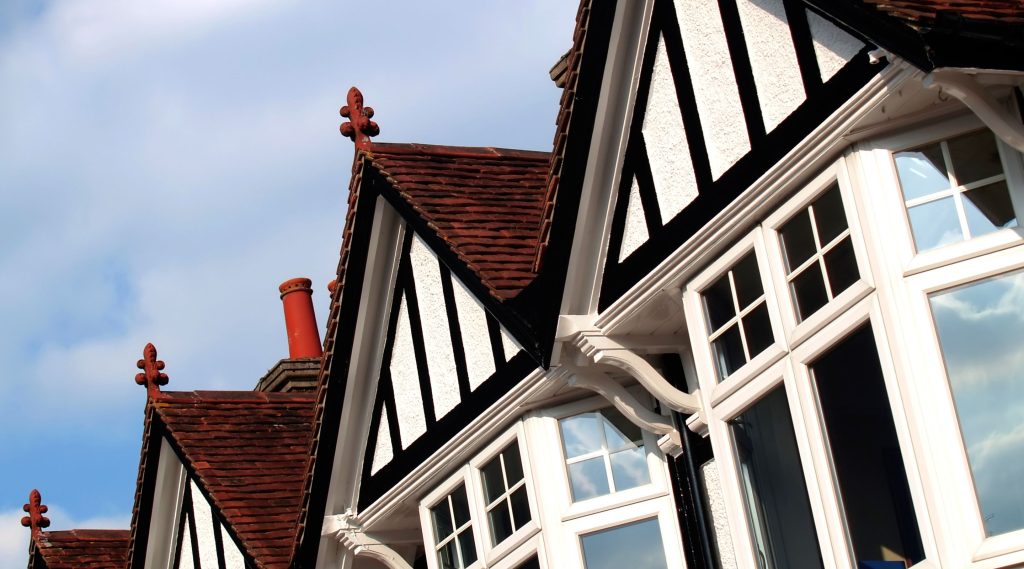 Row of semi-detached houses in the UK